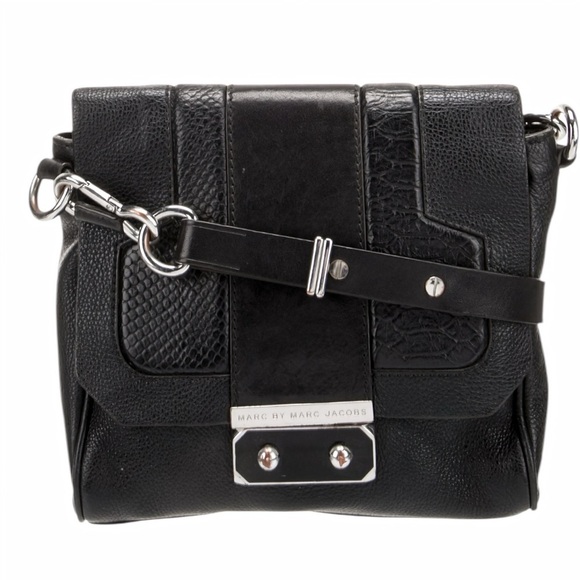 Marc by Marc Jacobs M3113140 Leather Shoulder Bag Black Silver Crossbody - Picture 1 of 15